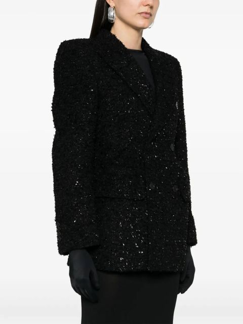 Balenciaga double-breasted bouclé blazer - Black - zdjęcie produktu nr 2