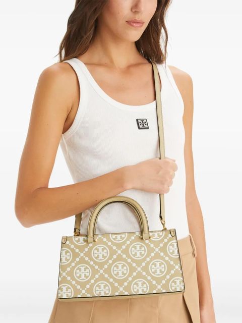 Tory Burch small T Monogram-embossed E/W tote bag - Neutrals