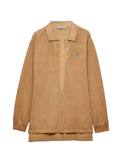 Prada long-sleeved cotton piqué polo shirt - Neutrals - zdjęcie produktu nr 1