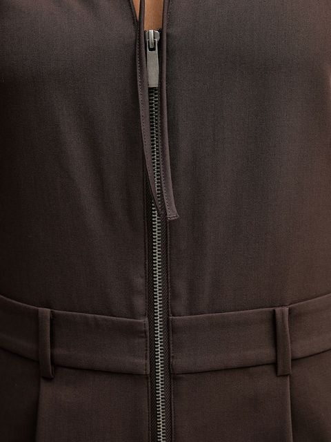 Sisley kombinezon kolor brązowy z dekoltem wiązanym 4RRVLT00R