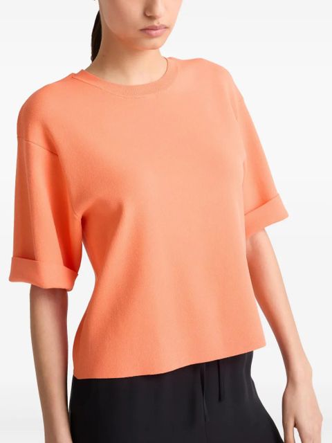 Yves Salomon knitted cropped T-shirt - Orange