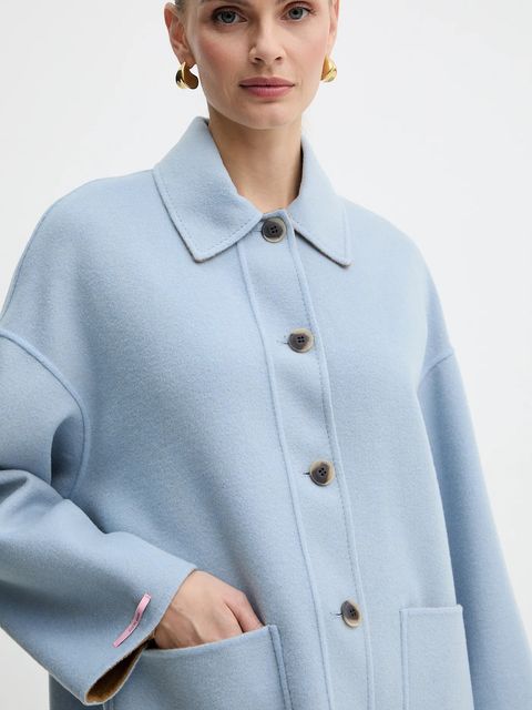 MAX&Co. kurtka wełniana kolor niebieski przejściowa oversize 2526086043200