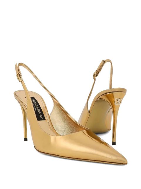 Dolce & Gabbana 90mm slingback pointed-toe pumps - Gold