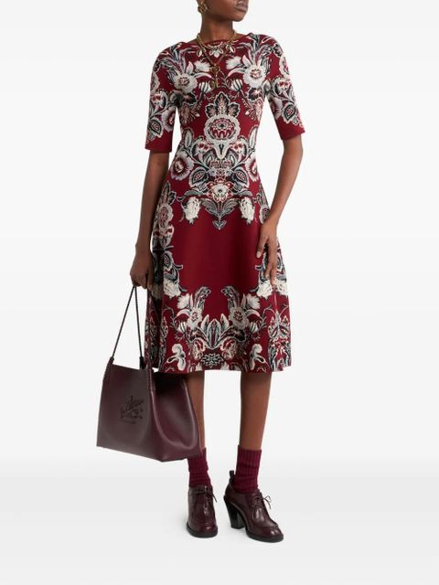 ETRO jacquard floral midi dress - Red