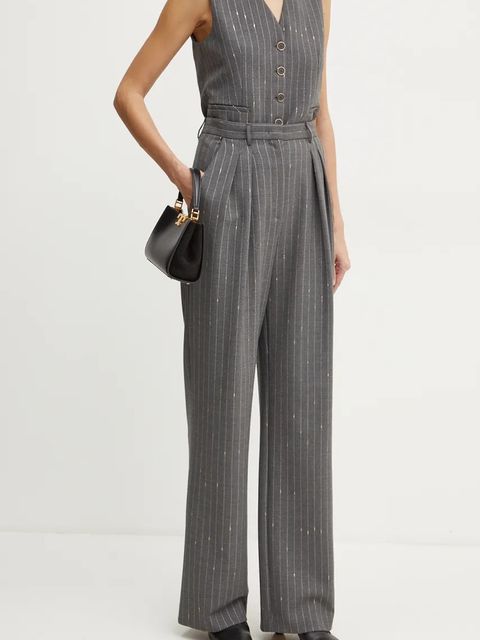 Simona Corsellini spodnie z domieszką wełny kolor szary szerokie high waist A24CPPA014 - zdjęcie produktu nr 1