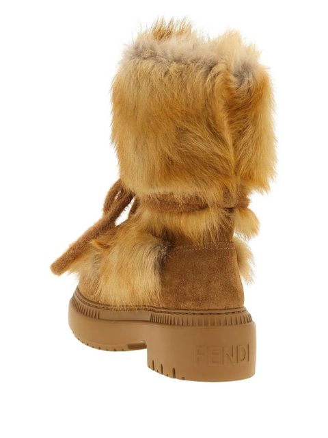 FENDI 55mm Apres Chic fur lace-up boots - Brown