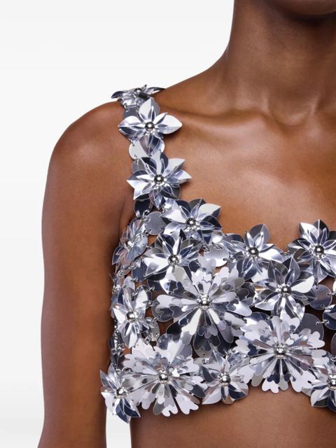 Rabanne flower-appliqué top - Silver