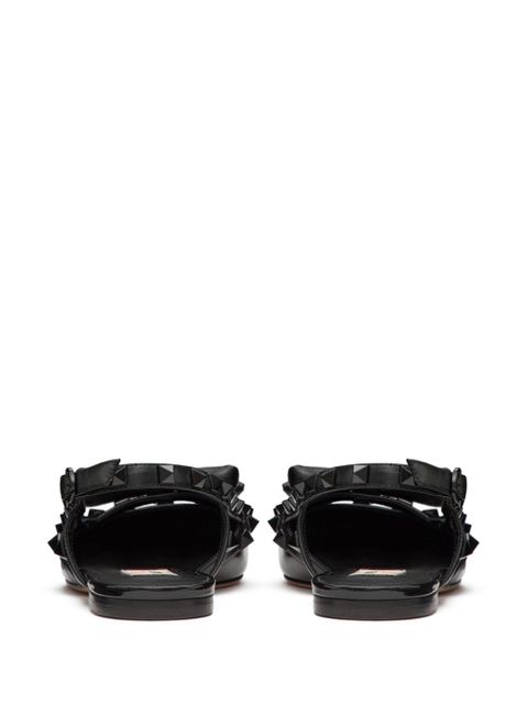 Valentino Garavani Rockstud Bow slingback ballerina shoes - Black