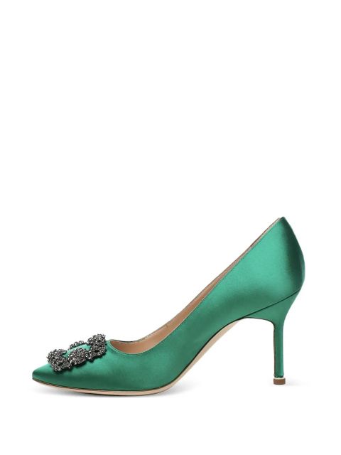 Manolo Blahnik 90mm Hangisi satin pumps - Green
