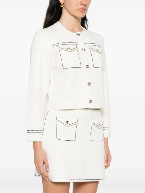 Maje contrast-stitch cardigan - Neutrals