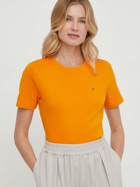 Tommy Hilfiger t-shirt bawełniany damski kolor pomarańczowy WW0WW40587 - zdjęcie produktu nr 1