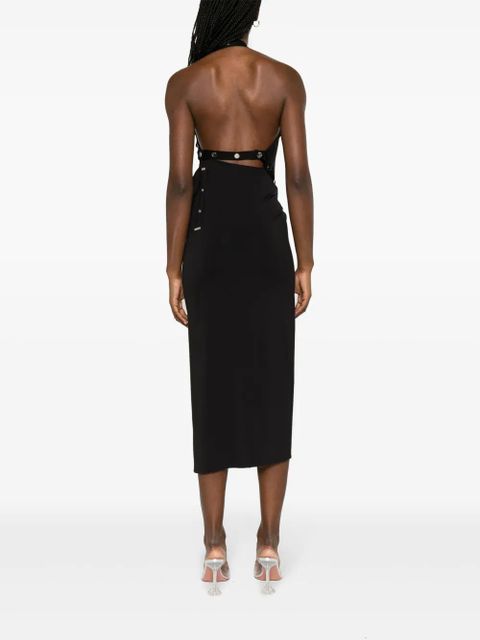 The Attico one-shoulder asymmetric midi dress - Black