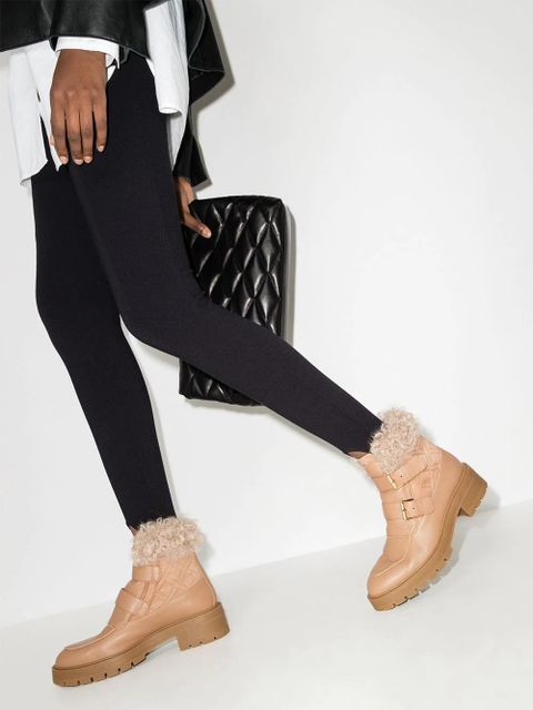 Aquazzura Ryan faux-fur buckle-strap boots - Neutrals