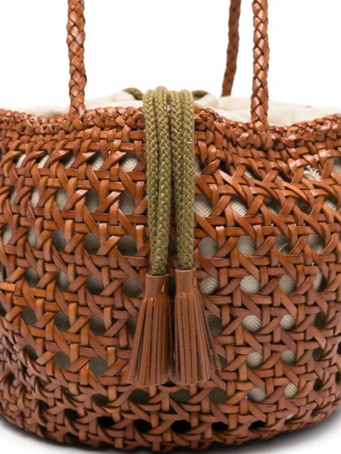 DRAGON DIFFUSION small Juventus braided bucket bag - Brown