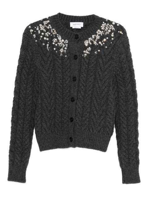 Alexander McQueen crystal cable-knit cardigan - Grey - zdjęcie produktu nr 1