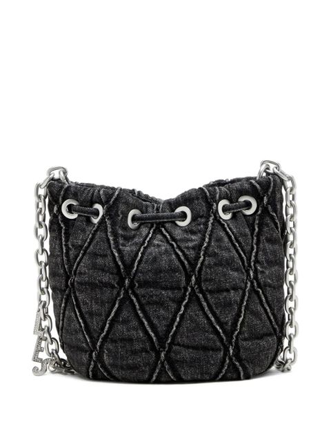 Diesel small CHARM-D quilted chain bucket bag - Black