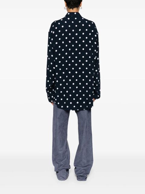 Balenciaga long-sleeves polka dot shirt - Blue