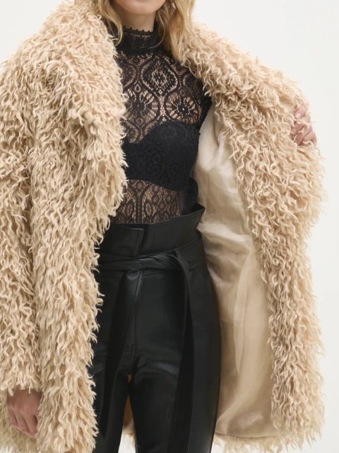 Answear Lab płaszcz damski kolor beżowy przejściowy niezapinany