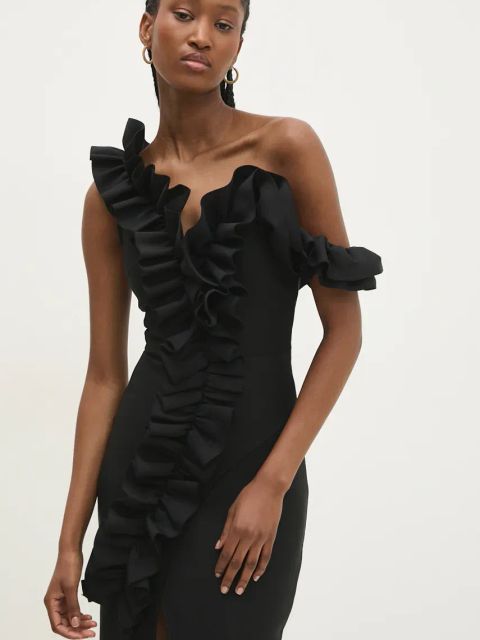 Answear.LAB sukienka kolor czarny maxi dopasowana