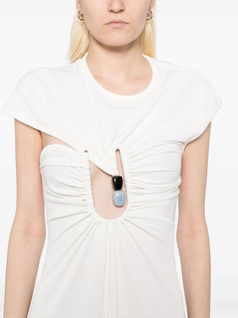 Christopher Esber Helix crystal ribbed tee dress - White
