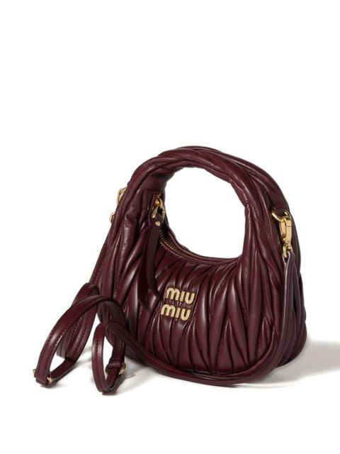 Miu Miu Wander matelassé nappa leather hobo mini-bag - Red