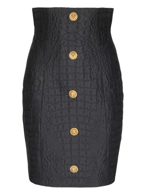 Balmain crocodile-effect button mini skirt - Black - zdjęcie produktu nr 1