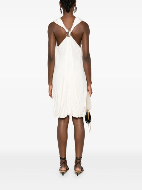 Lanvin brooch-detail midi dress - Neutrals