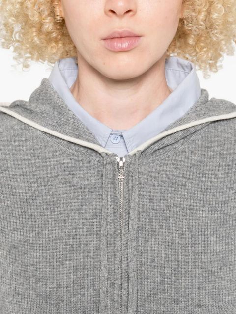 SANDRO ribbed zip-up hooded cardigan - Grey