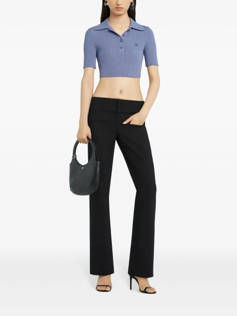 Courrèges knitted cropped polo top - Blue - zdjęcie produktu nr 2