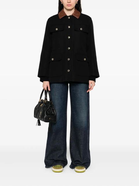 Maje leather-collar button-front jacket - Black - zdjęcie produktu nr 2