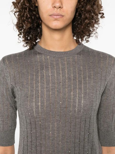 Max Mara embellished ribbed sweater - Grey