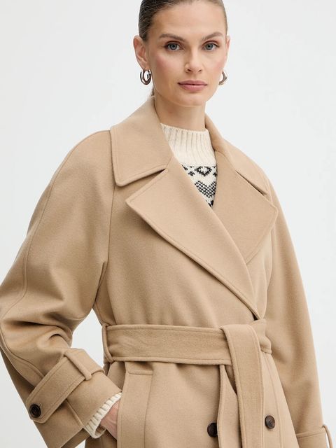 Marella płaszcz wełniany kolor brązowy 2523016071200