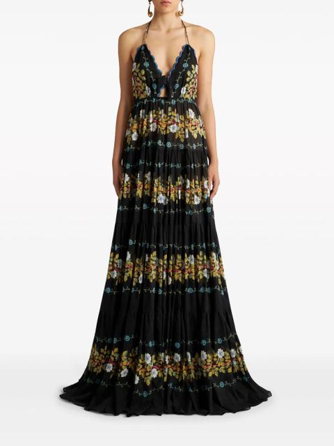 ETRO open back floral cotton maxi dress - Black - zdjęcie produktu nr 2