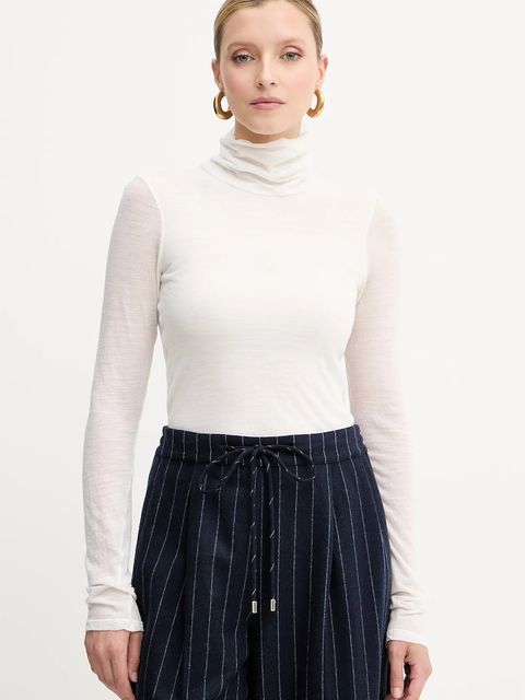 Liviana Conti longsleeve wełniany kolor beżowy z golfem F5WH17 - zdjęcie produktu nr 1