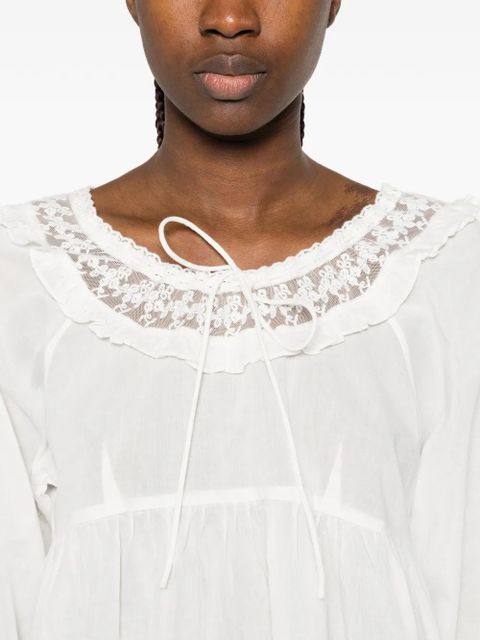 Posse Danielle lace-trim blouse - Neutrals