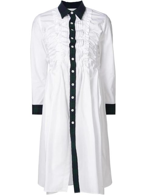 Comme Des Garçons tartan trim shirt dress - White - zdjęcie produktu nr 1