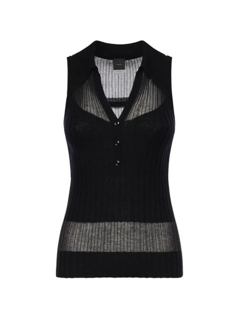 PINKO ribbed buttoned tank top - Black - zdjęcie produktu nr 1