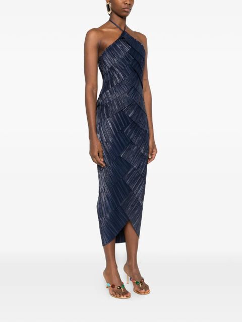 Cult Gaia Patrizia halter-neck pleated midi dress - Blue