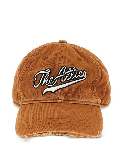 The Attico logo-embroidered frayed-edge hat - Brown - zdjęcie produktu nr 1