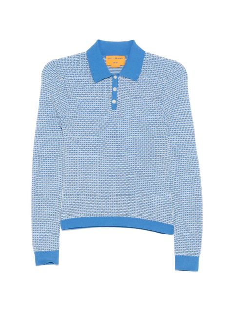 Guest In Residence Piquet L/S patterned polo shirt - Blue - zdjęcie produktu nr 1