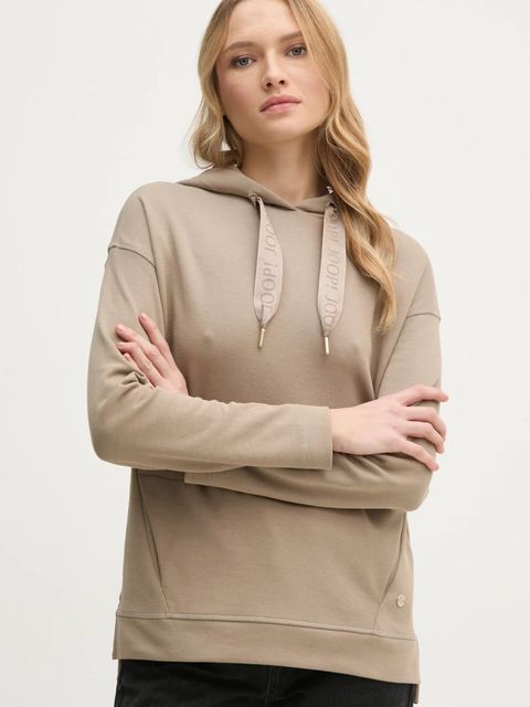 Joop! bluza damska kolor beżowy z kapturem gładka - zdjęcie produktu nr 1