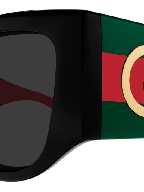 Gucci Eyewear stripe logo geometric sunglasses - Black