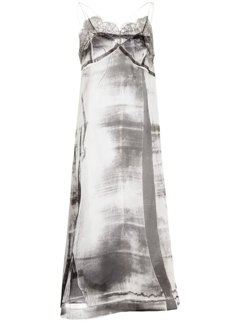 Maison Margiela Freeze-frame silk midi dress - Grey - zdjęcie produktu nr 1