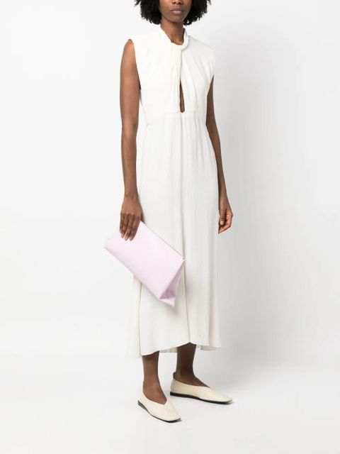 Jil Sander logo-embossed clutch bag - Purple