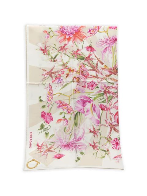 Ferragamo floral scarf - Neutrals - zdjęcie produktu nr 1