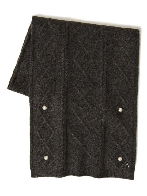 TWINSET pearl-embellished cable-knit scarf - Grey - zdjęcie produktu nr 1