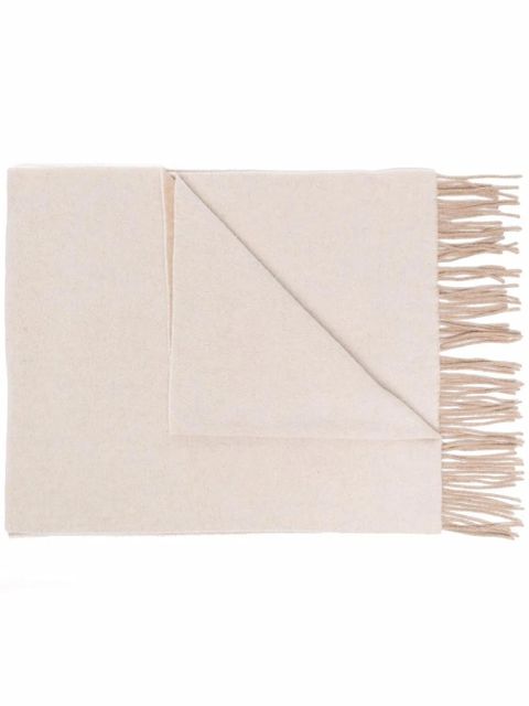 GANNI fringed knitted scarf - Neutrals - zdjęcie produktu nr 1