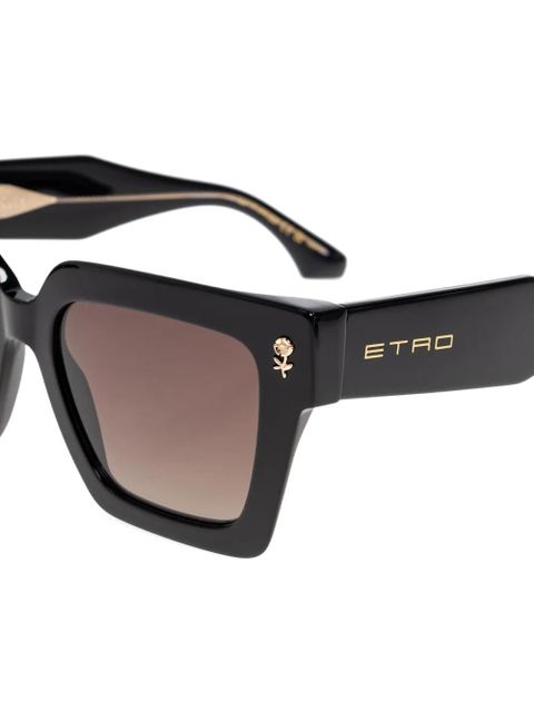ETRO rose-detail square-frame sunglasses - Black