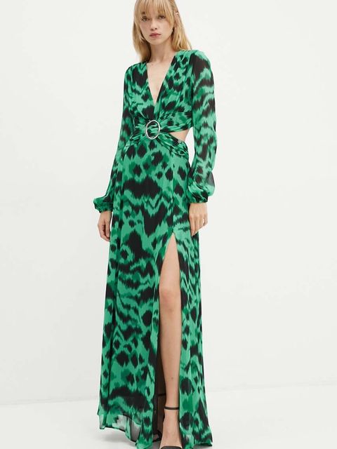 Marciano Guess sukienka AGNES kolor zielony maxi rozkloszowana 4YGK29 7123A