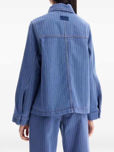 GANNI striped denim jacket - Blue